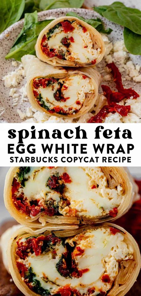 This light-tasting, yet hearty spinach feta egg white wrap is an at-home version of the popular Starbucks menu item. Spinach Feta Egg, Easy Breakfast Meal Prep, Panera Autumn Squash Soup, Egg Whites Wrap, Vegetable Frittata, Spinach Wraps, Best Brunch Recipes, Healthy Wraps, Copycat Starbucks