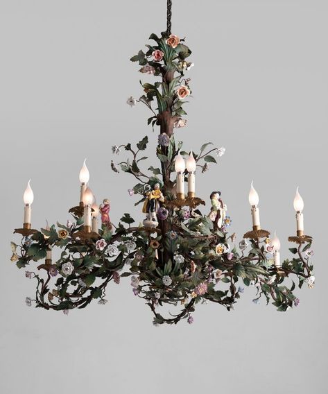 Vintage Flower Chandelier, Floral Light Fixture, Chandelier With Flowers, Chandelier Flowers, Fairy Chandelier, Porcelain Chandelier, Chandelier Floral, Floral Lamps, Gothic Chandelier