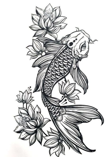 Thigh Tattoos Color, Tattoos Color, Koi Tattoo Design, Pisces Tattoos, Men Tattoos, Koi Tattoo, Koi Fish Tattoo, Wolf Tattoo Design, Tattoos For Black Skin