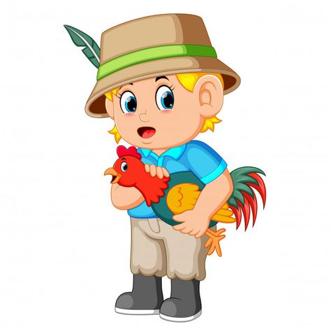 Young man carrying a rooster Premium Vec... | Premium Vector #Freepik #vector #man Rooster Vector, Animal Hand Puppets, Big Turtle, Kids Nursery Art, Kids Going To School, Rabbit Vector, Kids Reading Books, Fierce Animals, School Frame