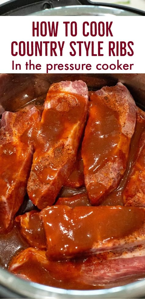 Pressure Cooker Recipes Pork, Instant Pot Country Style Ribs, Pressure Cooker Ribs, Power Pressure Cooker Xl Recipes, Instant Pot Ribs Recipe, Instapot Recipes Chicken, Instant Pot Ribs, Pressure Cooker Pork, Pork Ribs Recipe