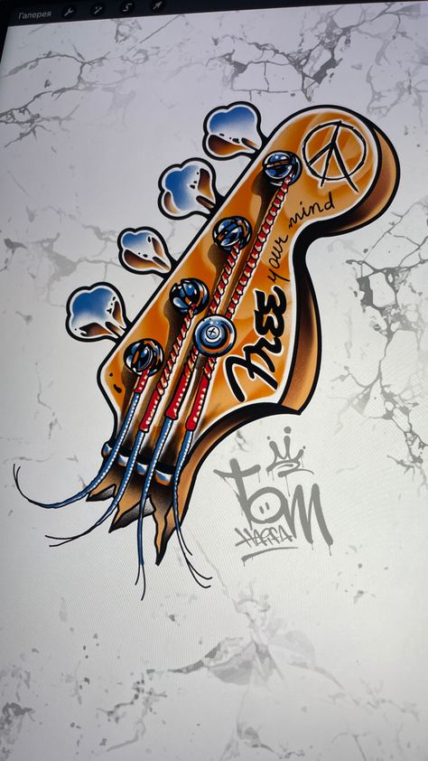 Tattoo design bass fender Old School Guitar Tattoo, Bass Guitar Tattoo Ideas, Fender Tattoo, Bass Guitar Tattoo, Traditional Tattoo Music, Bass Tattoo, Plant Tattoos, Guitar Tattoo Design, Beautiful Arms