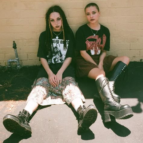 Punk 90s Outfit, Punk Summer Outfits, Post Punk Fashion, 90s Alternative Fashion, Metal Outfit, 90s Alternative, Metal Fashion, Alternative Outfits