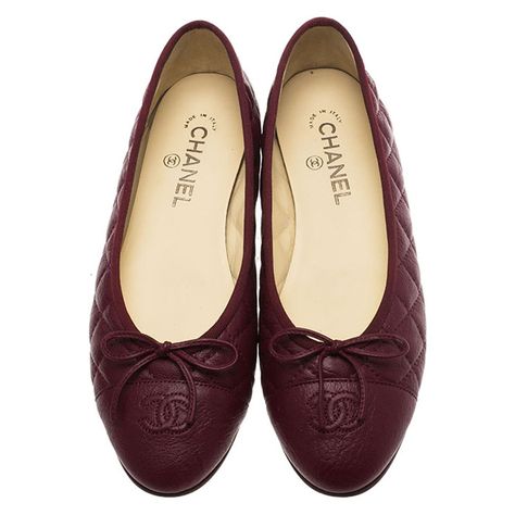 Chanel Ballet Flats Classic - Quilted Burgundy Rich Girl Style, Burgundy Ballet Flats, Burgundy Flats, Chanel Flats, Burgundy Boots, Designer Flats, Ballet Slippers, Ballerina Shoes, Luxury Closet