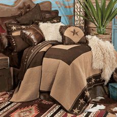 Star Ranch Quilt Set - Full/Queen Cowboy Bedding, Bedding King Size, Western Comforter Sets, Western Bedding Sets, Rustic Bedding Sets, Bedskirts, Bedding King, Fur Bedding, Western Bedding