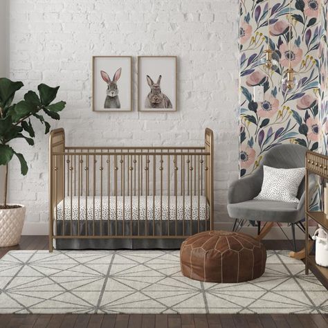 Little Seeds Monarch Hill Ivy Metal Crib, Gold - Walmart.com Metal Crib, Metal Baby, Vintage Nursery Decor, White Crib, Wrought Iron Furniture, Adjustable Mattress, Vintage Nursery, Baby Trend, Convertible Crib