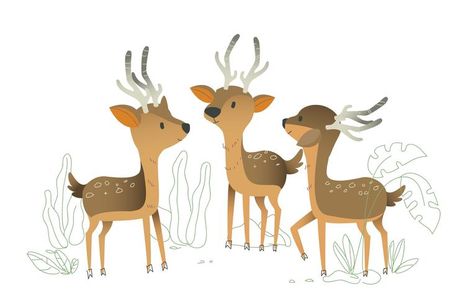 Deer Character, Garden Cartoon, Deer Cartoon, Alphabet Drawing, Illustration Art Nouveau, Deer Drawing, Autumn Animals, Fall Drawings, Deer Illustration