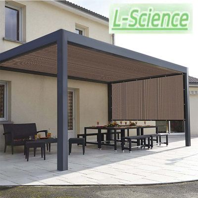 Made of durable 185GSM HDPE material with knitted construction resists tearing and fraying. offers up to 90% UV Block. | L-Science Sun Shade Cloth Plastic in Brown, Size 120.0 H x 168.0 W in | Wayfair Pergola Diy, Cheap Pergola, Metal Pergola, Pergola Attached To House, Pergola Garden, Pergola Design, Aluminum Pergola, Pergola Canopy, Wooden Pergola