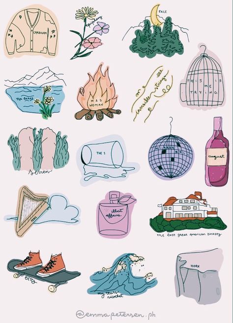 Folklore Stickers, Taylor Swift Drawing, Taylor Swift Tattoo, August Taylor, Taylor Swift Folklore, Theme Tattoo, Taylor Swift Party, Diy Kostüm, Taylor Swift Tour Outfits