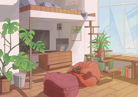 Anime Places, Creation Art, Anime Gifs, Anime Room, Aesthetic Gif, Anime Scenery Wallpaper, Summer Art, Scenery Wallpaper, Anime Background