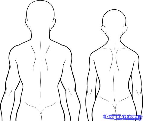 how to draw a back step 9 Person From Behind, Human Body Outline, Drawing Person, Human Body Shape, Back Drawing, Body References, Body Outline, Pencil Drawings For Beginners, Person Drawing