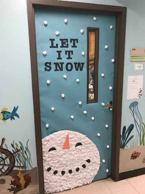 Snowman classroom door Snow Classroom Door, Classroom Door Winter, Snowman Classroom Door, Classroom Door Wreath, Holiday Classroom Doors, Winter Door Decorations Classroom, Winter Classroom Door, Door Decorations Classroom Christmas, Classroom Christmas Decorations