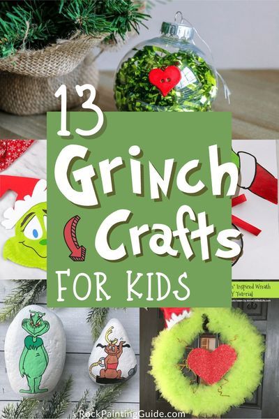 13 of the Best Grinch Crafts for kids - perfect Christmas activities. Easy homemade grinch ornaments,holiday cards, grinch slime, paper crafts, grinch painted rocks, and more! #grinch #christmas #christmascrafts #grinchcrafts #craftsforkids #kidscrafts #holidaycrafts Grinch Pinecone Craft, Grinch Classroom Ornaments, Grinch Christmas Ornaments Diy Kids, Grinch Theme Crafts, Grinch Diy Ornament Kids, Grinch Diy Christmas Ornaments, Homemade Grinch Christmas Cards, Diy Grinch Party Favors, Grinchmas Crafts For Kids