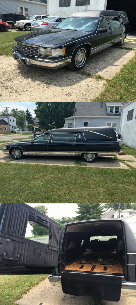 low miles 1995 Cadillac Fleetwood Hearse Custom Hearse Interior, Hearse Interior, Car Dream, Cadillac Fleetwood, Final Destination, Leather Seats, Horse Drawn, Leather Seat, Black Interior