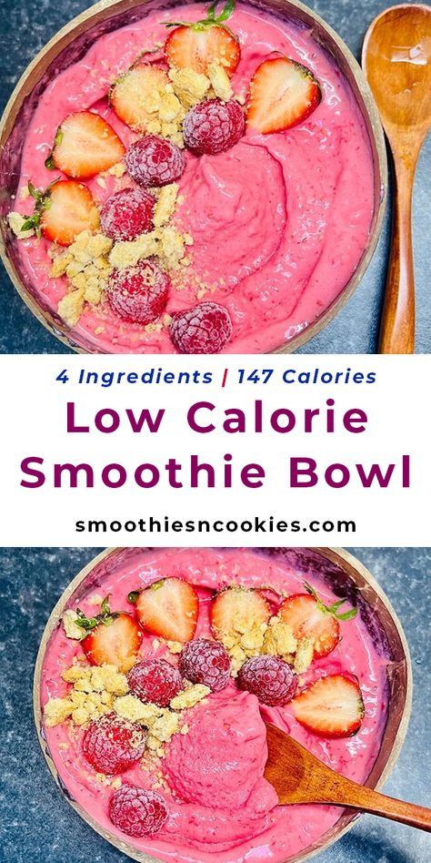 Low Calorie Smoothie Bowl Low Calorie Smoothie Bowl, Homemade Smoothie Bowl, Smoothie Bowls Recipe Easy, Smoothie Bowl Recipe Healthy, Bowl Recipes Easy, Protein Smoothie Bowl, Low Calorie Smoothies, Smoothies Healthy, Acai Bowls Recipe