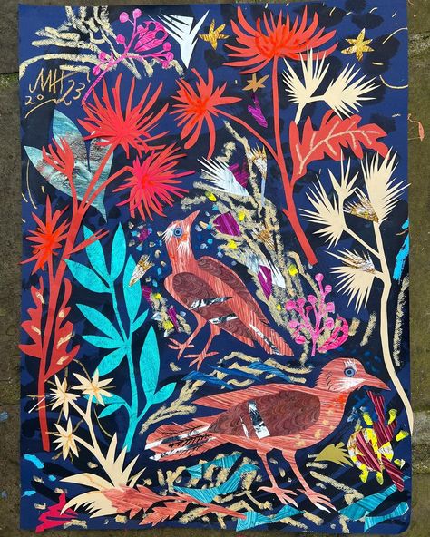 Mark Hearld (@mark_hearld) | Instagram profile Mark Hearld Art, Emily Sutton, Mark Hearld, Collage Ideas, A Level Art, Year 11, Mixed Media Collage, William Morris, Pattern Paper