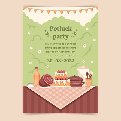 Potluck Poster, Potluck Party Invitations, Potluck Invitation, Potluck Dinner, Dinner Invitation Template, Potluck Party, Organ Donation, Design Box, Dinner Invitation