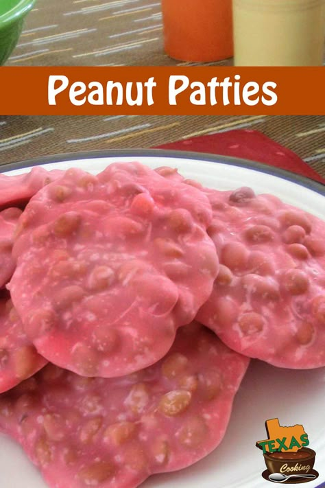 Our recipe for Peanut Patties Peanut Patty Recipe, Red Peanut Patties Recipe, Easy Peanut Patties Recipe, Peanut Patties Recipe Red, Pink Peanut Patties Recipe, Microwave Peanut Patties, Peanut Patty Candy Recipe, Peanut Patties Recipe, Pecan Patties