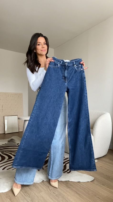 Super High Waisted Open Pleated … curated on LTK Super Wide Leg Jeans Outfit, Wide Jeans Outfit High Waist, High Waisted Wide Leg Jeans Outfit, Plazo Outfits, Wide Jeans Outfit, Super Wide Leg Jeans, Blue Denim Jeans Outfit, How To Style Wide Leg Jeans, Wide Leg Outfit