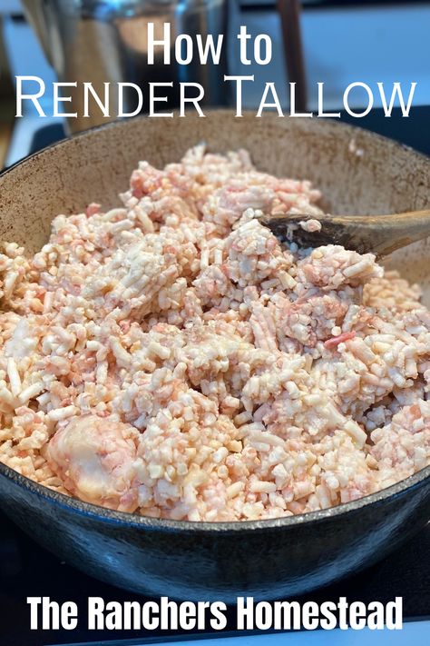 How to Render Tallow or Lard... The Simple Way! - The Ranchers Homestead Render Tallow, Rendering Lard, Off Grid Survival, How To Render, Beef Tallow, Preserving Food, Home Made Soap, Natural Living, Stove Top