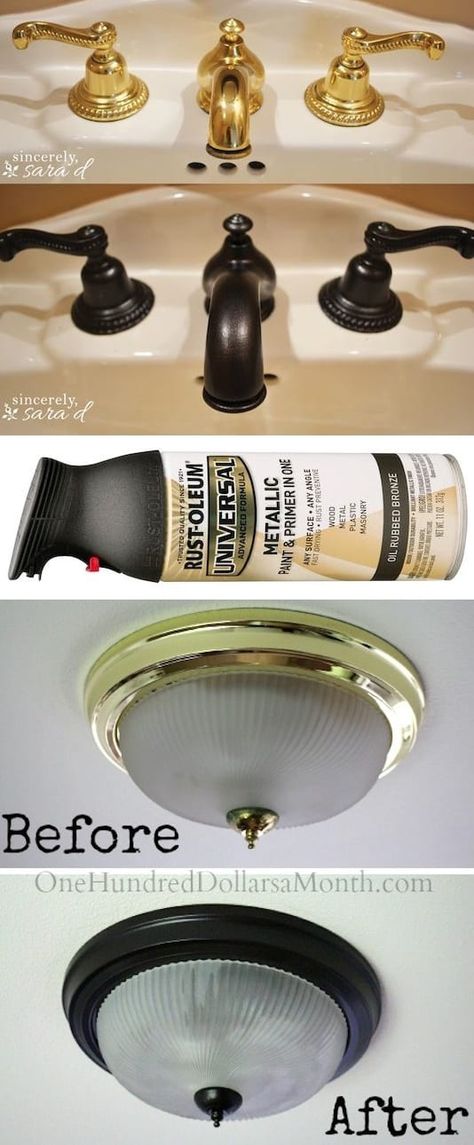 Diy Remodeling Ideas On A Budget, Faucet Hardware, Brass Faucets, Rust Oleum, Brass Faucet, Diy Remodel, Selling Your House, Trendy Kitchen, Easy Home Decor