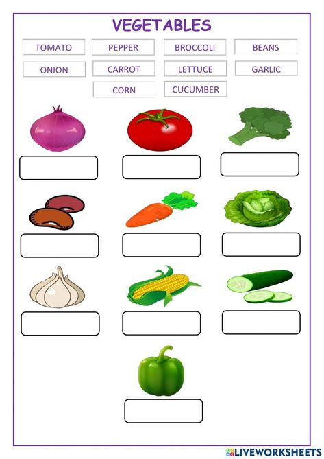 Vegetables Worksheets Kindergarten, Vegetable Worksheets Preschool, Vegetables Worksheets For Kids, Vegetables Activities For Preschool, Vegetables Activities For Kids, Vegetable For Kids, Vegetables Activities, Vegetable Activity For Kids, Vegetable Worksheet