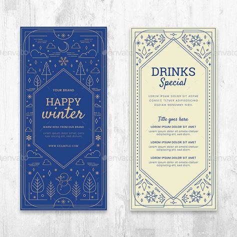 Ornate Winter DL Flyer Winter Graphic Design Poster, Winter Menu Design, Winter Graphic Design, Winter Poster, Christmas Graphic Design, Graphic Design Books, Dinner Event, Winter Wonderland Party, Design Books