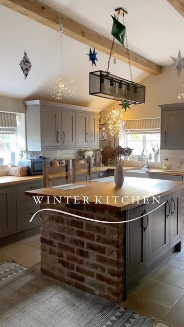 Chelsea | Exposed Brick & Wood on Instagram: "I’m calling this my “winter kitchen” it is in no way decorated for Christmas still 😅 keeping the sparkle alive for dreary January! Have a great weekend everyone ❤️" Winter Kitchen, Brick And Wood, Have A Great Weekend, Exposed Brick, Kitchen Inspirations, No Way, Chelsea, Christmas Decorations, Sparkle