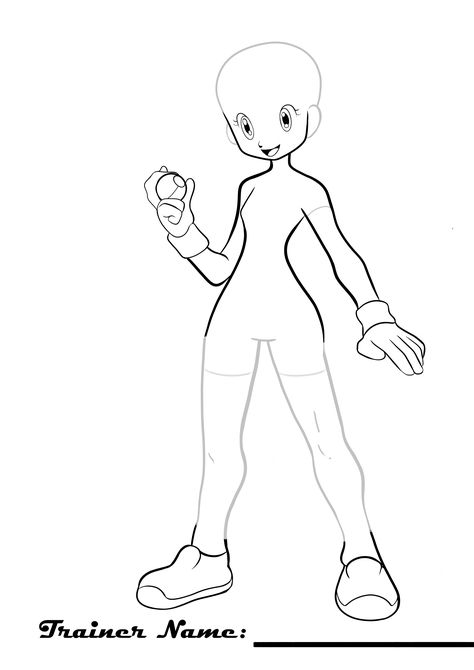 Pokemon Trainer Female, Pokemon Trainer Base, Sketch Pokemon, Make Your Own Pokemon, Female Pokemon, Pokemon Trainer Card, Female Pokemon Trainers, Character Outline, Pokemon Sketch