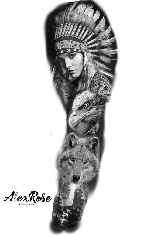 Tattoo Indien, Red Indian Tattoo, Indian Girl Tattoos, Alex Rose, Wilderness Tattoo, Indian Tattoo Design, Tattoo Homme, Native American Tattoo, Lion Tattoo Sleeves