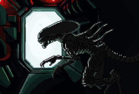 Xenomorph Cross Stitch, Xenomorph Pixel Art, Alien Pixel Art, Predator Alien Art, Alien Movie, Movie Fanart, Alien Girl, Aliens Movie, Alien Creatures