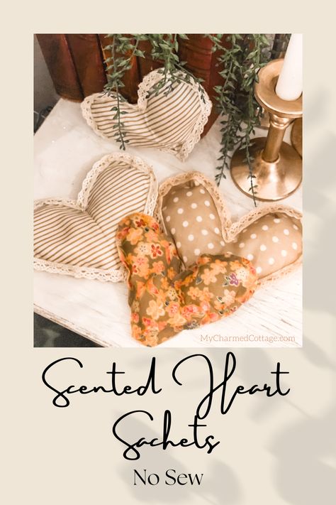 These sweet beginner level, no sew heart sachets can be used in so many ways! Best of all, they are scented! Sew Heart, Heart Sachet, Lavender Heart, Scented Sachets, No Sew, Sweet Heart, Favorite Scents, Sachets, Fabric Color