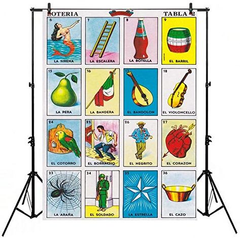 Loteria Backdrop, Bingo Party Decorations, Fiesta Birthday Decorations, Cards Photography, New Year Backdrop, Loteria Cards, Fiesta Birthday Party, Fiesta Party Decorations, Photo Booth Background