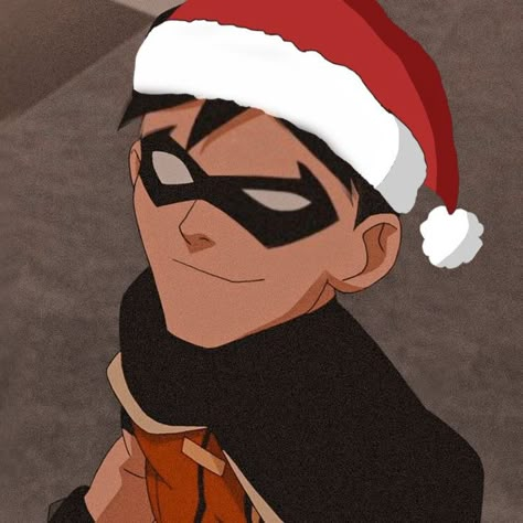 Dc Christmas Pfp, Christmas Batman Pfp, Dc Christmas Icons, Batman Christmas Pfp, Robin Profile Picture, Nightwing Christmas, Tim Drake Icon, Christmas Batman, Nighwing