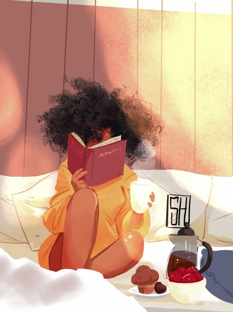 Winter Afternoon Art Black Love, Art Amour, Images D'art, Natural Hair Art, Art Mignon, Black Artwork, Black Love Art, Black Art Pictures, Woman Reading