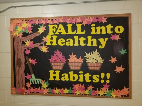 Bulletin Boards Ra, Autumn Bulletin Boards, Ra Bulletin Board Ideas, School Nurse Posters, Cool Bulletin Boards, Motivational Bulletin Boards, Nurse Bulletin Board, Health Bulletin Boards, High School Bulletin Boards