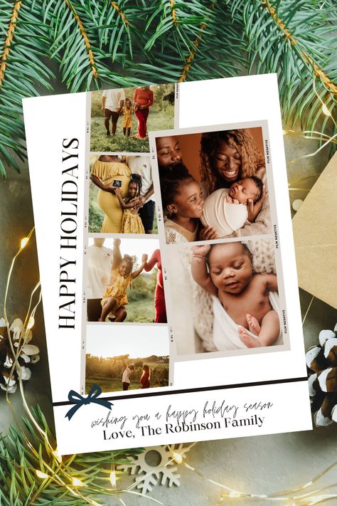 photo strip christmas card / photo collage christmas card template / multi photo christmas card / family christmas card ideas / family christmas card template / photo strip holiday card / family holiday card template photo collage Family Christmas Card Ideas, Photo Strip Christmas Card, Family Holiday Cards Photo, Fun Holiday Cards Family Photos, Photo Insert Christmas Cards, Free Holiday Photo Card Templates, Holiday Cards Family, Family Holiday Card, Photo Collage Christmas Card