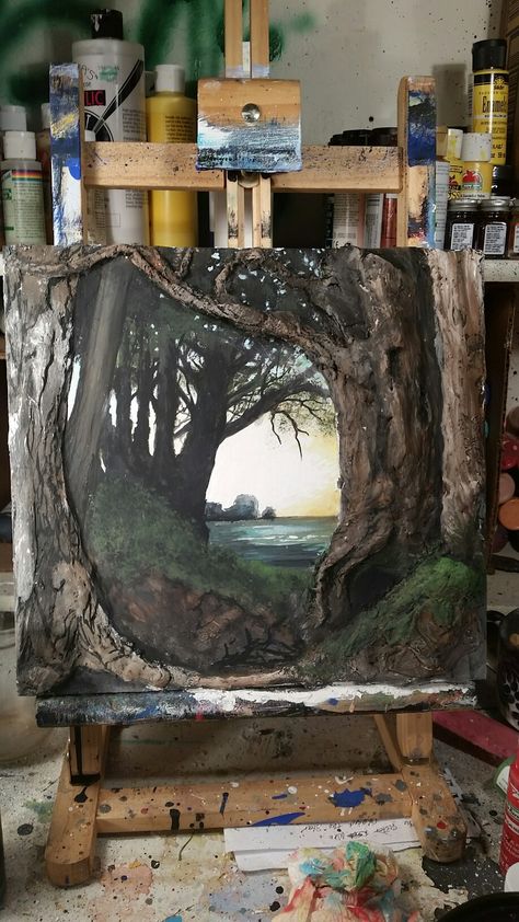 Plaster Landscape Art, Treescape Painting, Giant Canvas Painting Ideas, Painting On Canvas For Beginners, Canvas Painting For Beginners, Fall Canvas Painting, Canvas For Beginners, Texture Painting On Canvas, Canvas Painting Ideas