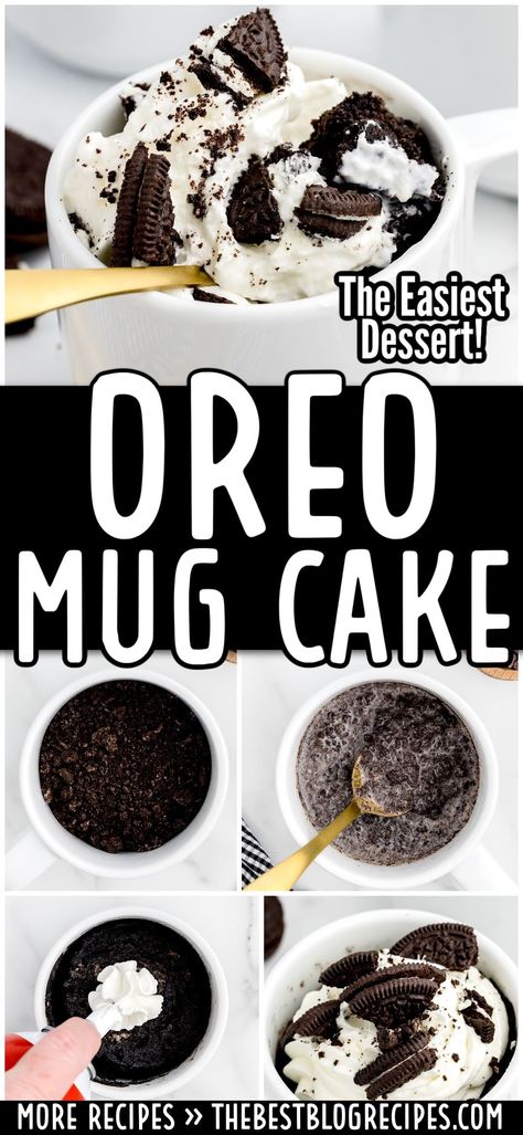 Oreo Mug Cake Oreo Cake Mug Recipe, Easy Desserts In Microwave, Oreo Mug Cake Microwave, Easy Oreo Mug Cake, Oreo Mug Cake Recipe, Oreo Mug Cake, Mug Dessert Recipes, Oreo Mug, Oreo Dessert Easy