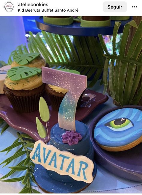 Pandora Avatar Birthday Party Ideas, Avatar Cookies, Avatar Birthday Party Ideas, Avatar Cake, Avatar Birthday Party, Birthday Loading, Mai Avatar, 40th Birthday Decor, Avatar Birthday