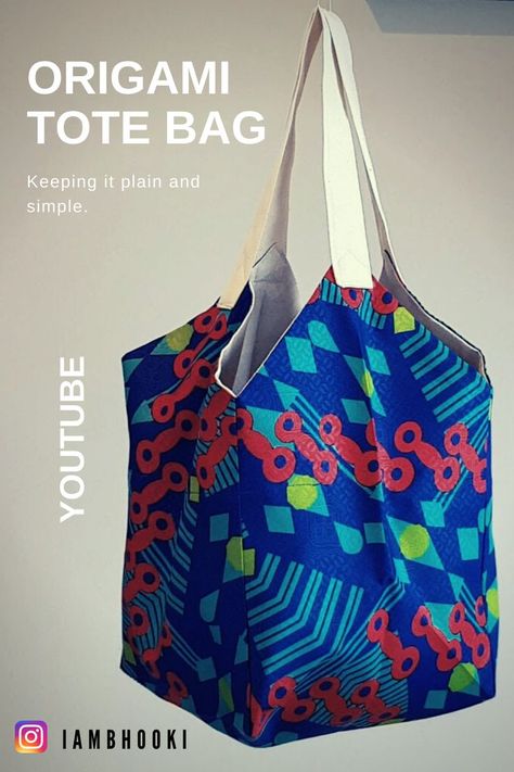 This tutorial shows you how to make an Origami Tote Bag on YouTube. Easy sewing and pattern video tutorial. Origami Tote Bag, Origami Bag, Diy Youtube, Sewing Skills, Tote Bag Pattern, Sewing For Beginners, Sewing Basics, Simple Patterns, Sewing Tutorials