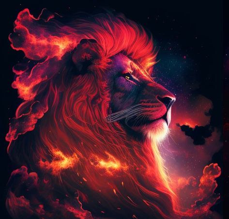 Lion, Red, Design, Art