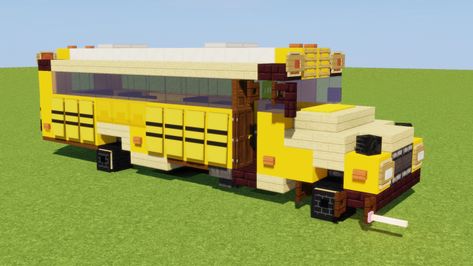 School Bus Minecraft Map Minecraft School Building, Minecraft School Ideas, Minecraft Cars, Minecraft Vehicles, Minecraft Car, Minecraft Modern City, Construction Minecraft, Minecraft School, Minecraft City Buildings