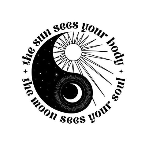 Black Nd White Drawings, Ying Yang Quotes Inspiration, Yin Yang Definition, Yin And Yang Sun And Moon, Ghost Yin Yang Tattoo, Sun Moon Ying Yang Tattoo, Ying Yang Art Tattoo, The Sun Sees Your Body The Moon, Yin Yang Moon Tattoo