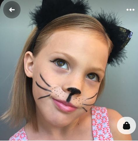 Simple Kitty Face Paint, Face Painting Cat Easy, Girls Cat Face Paint, Kids Kitty Cat Makeup, Kid Cat Face Paint, Kitty Cat Makeup Kids, Easy Kitty Face Paint, Cat Face Paint Simple, Cat Face Paint Easy For Kids