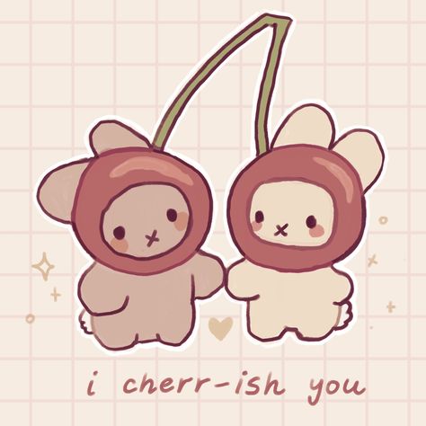 Cherry Doodle Cute, Cute Bunny Art Kawaii, Cute Bestie Drawings, Sending You Love, Kawaii Art Ideas, Cute Illustrations Doodles, Cute Thank You, I Love You Doodles, Thank You Doodle