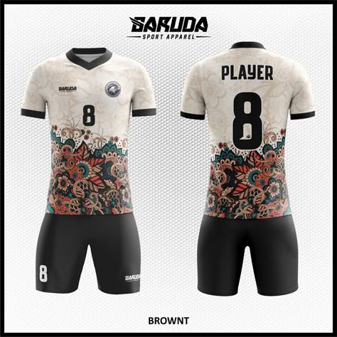 Desain Kostum Sepakbola Printing Brownt Warna Putih Hitam Motif Batik Rugby Jersey Design, Jersey Volly, Volleyball Jersey Design, Cricket T Shirt Design, Jersey Futsal, Cycling Jersey Design, Volleyball Jersey, Cricket T Shirt, Jersey Ideas