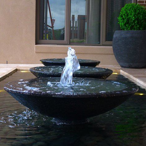 Water Bowl Fountain, Bungalow Landscape, Bungalow Landscaping, Bowl Fountain, Bali Garden, Swimming Pool Accessories, Pond Lights, Solar Fountain, Backyard Water Feature