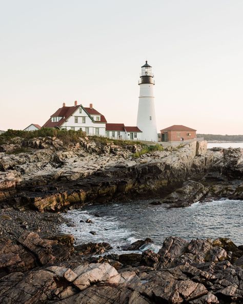 Portland Head Lighthouse and rocky coast at sunrise, in Portland, Maine Maine Aesthetic, Portland Head Lighthouse, Lighthouse Maine, Maine Lighthouses, Rocky Coast, Maine Travel, Hotel Motel, Posters Framed, Portland Maine