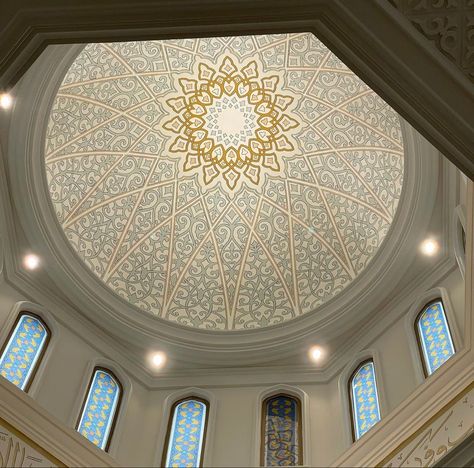 Mosque Dome Design, Astana Grand Mosque, Recycled Granite, Mosque Design, Dome Ceiling, Beautiful Mosques, Grand Mosque, Islamic Architecture, Islamic Calligraphy